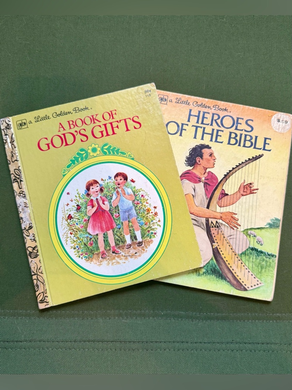 Little Golden Books - A Book of God's Gifts (1972) & Heroes of the Bible (1980)